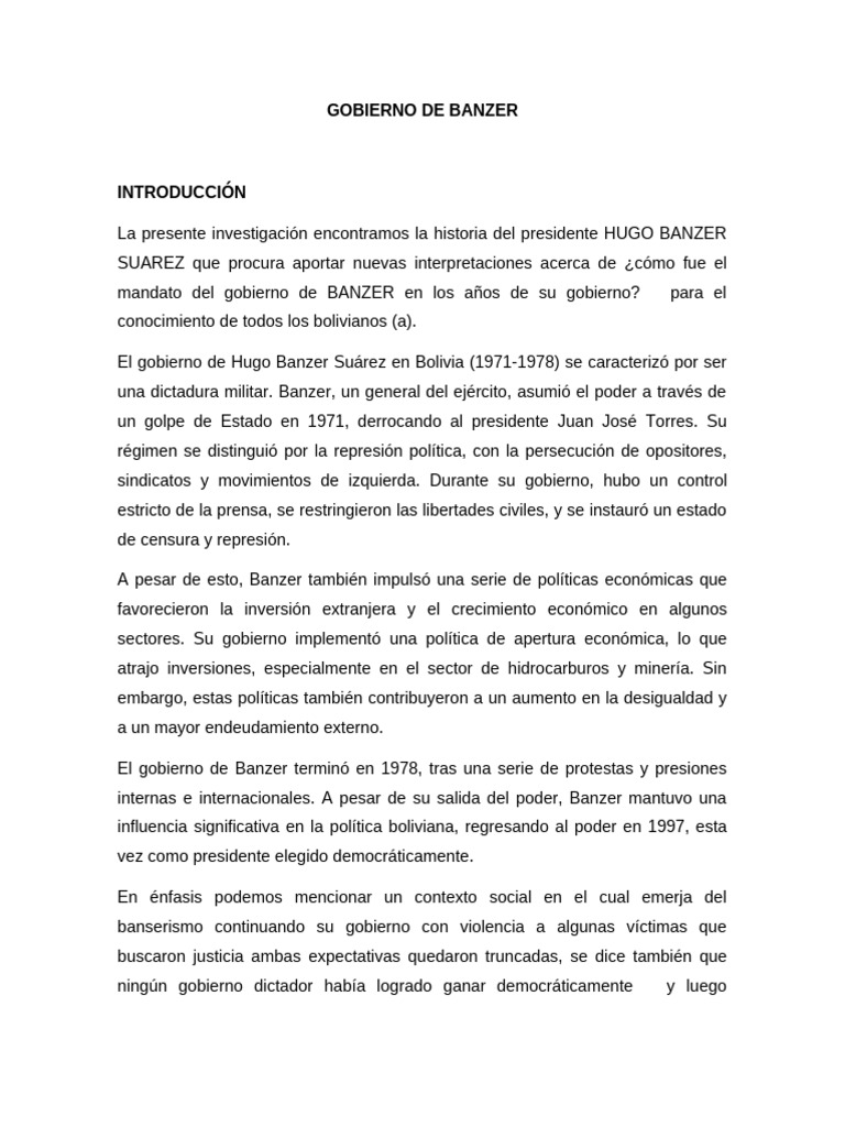 1 Gobierno de Banzer (1) Modificado y Oficial | PDF