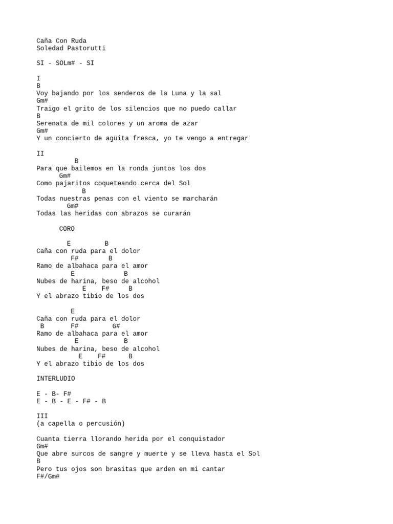 Caña con Ruda: Letra y Acordes | PDF