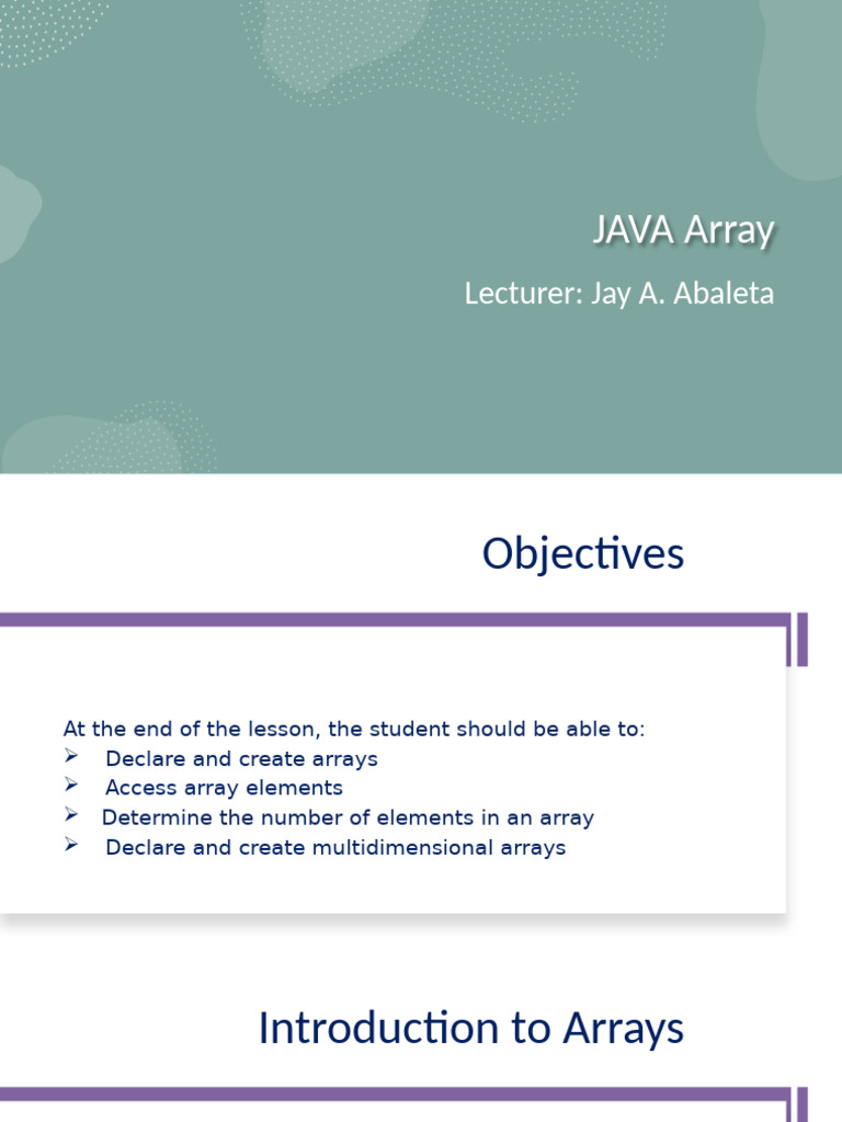 Module 7 - JAVA Array | PDF
