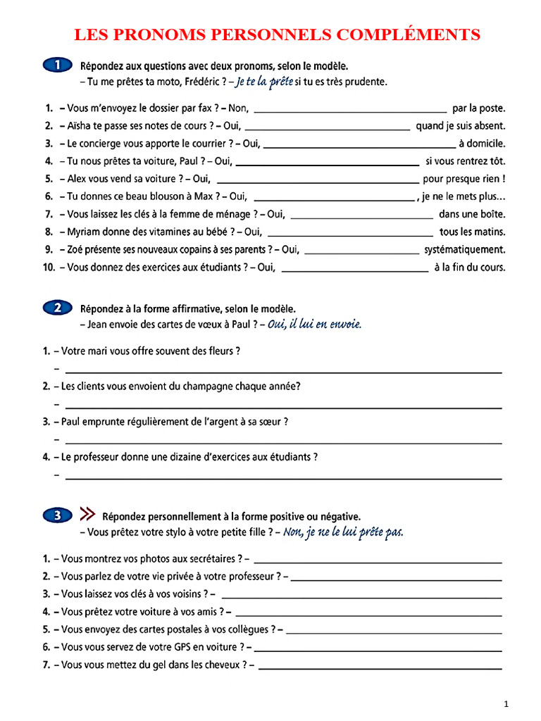 Les Pronoms Personnels Pdf