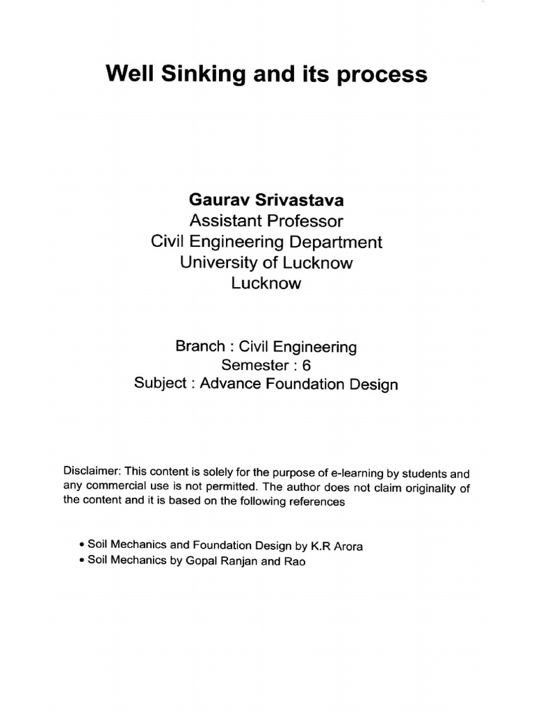 Well Sinking and Its Process | PDF