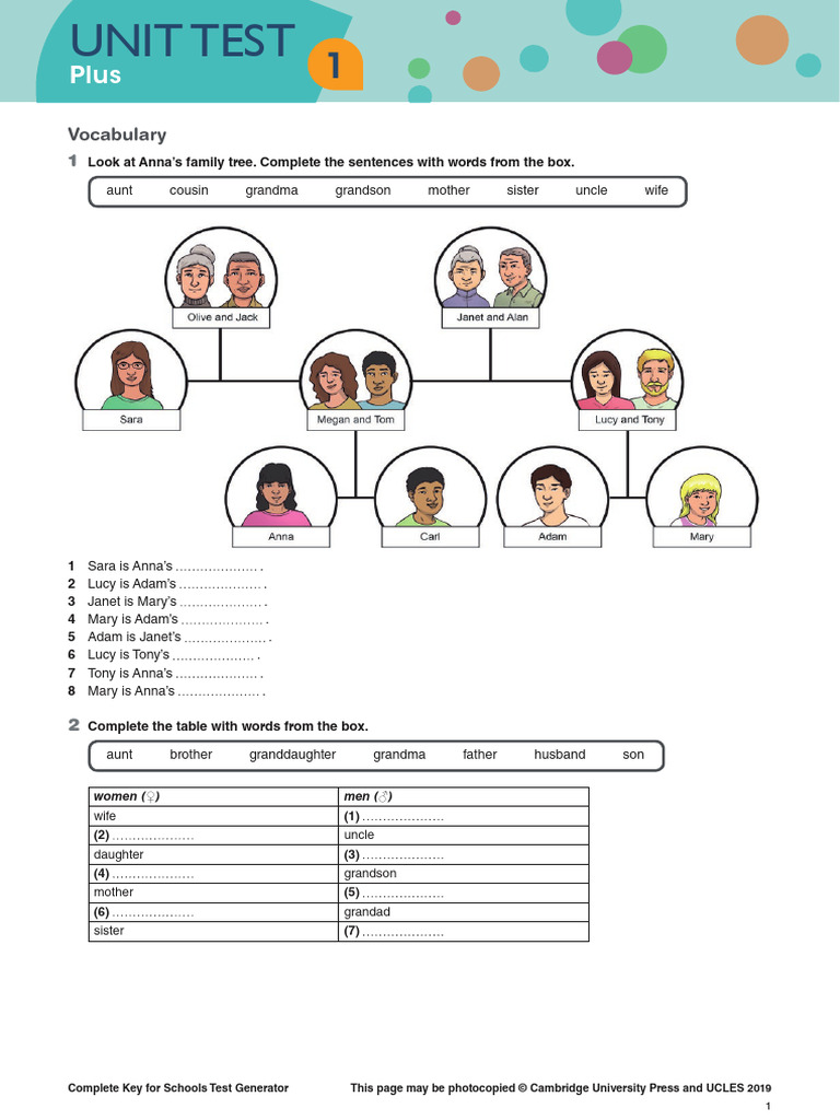 Complete A2 Test 1. UNITS 1 and 2 | PDF