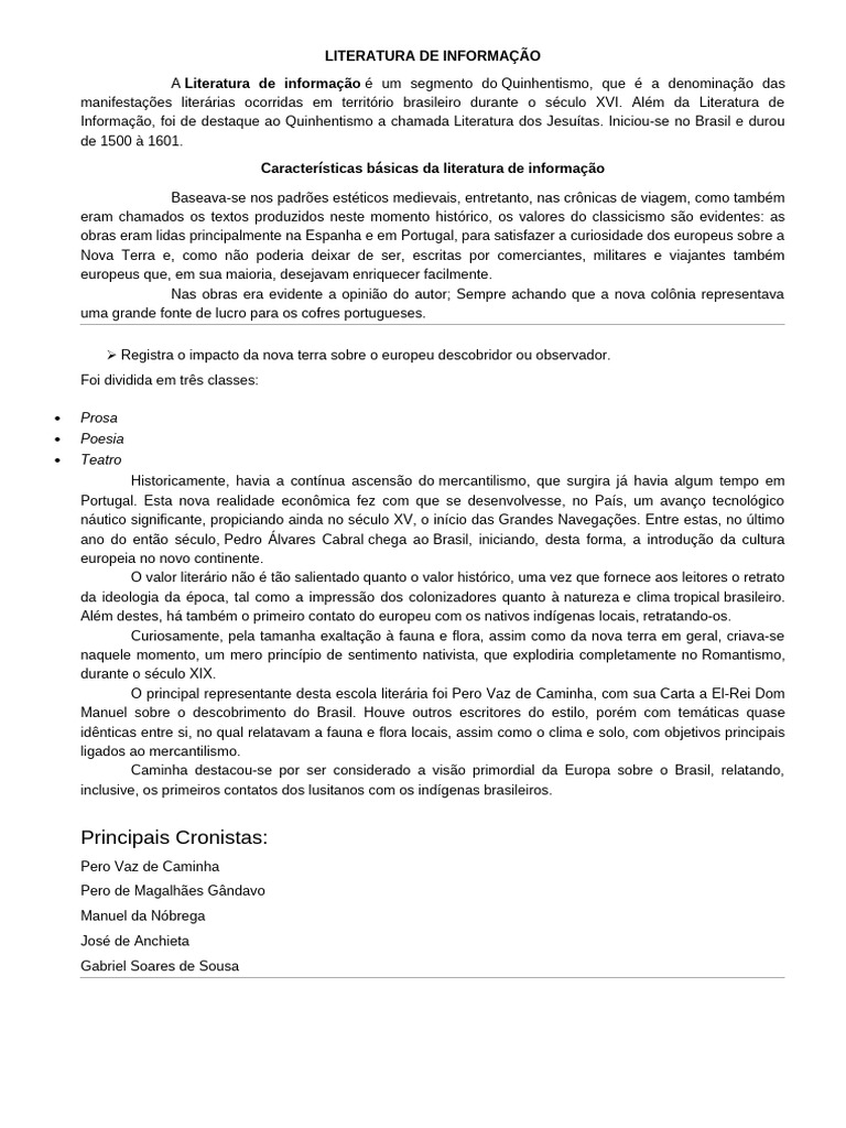 Literatura de Informação | PDF