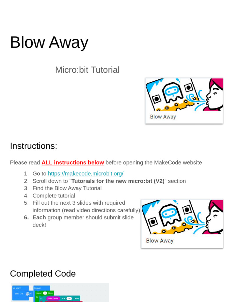 Blow Away Micro - Bit Tutorial | PDF