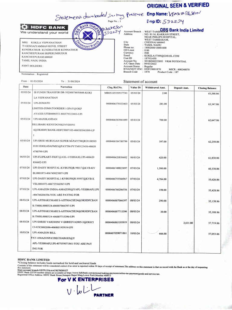 Kokila Statement With Osv | PDF