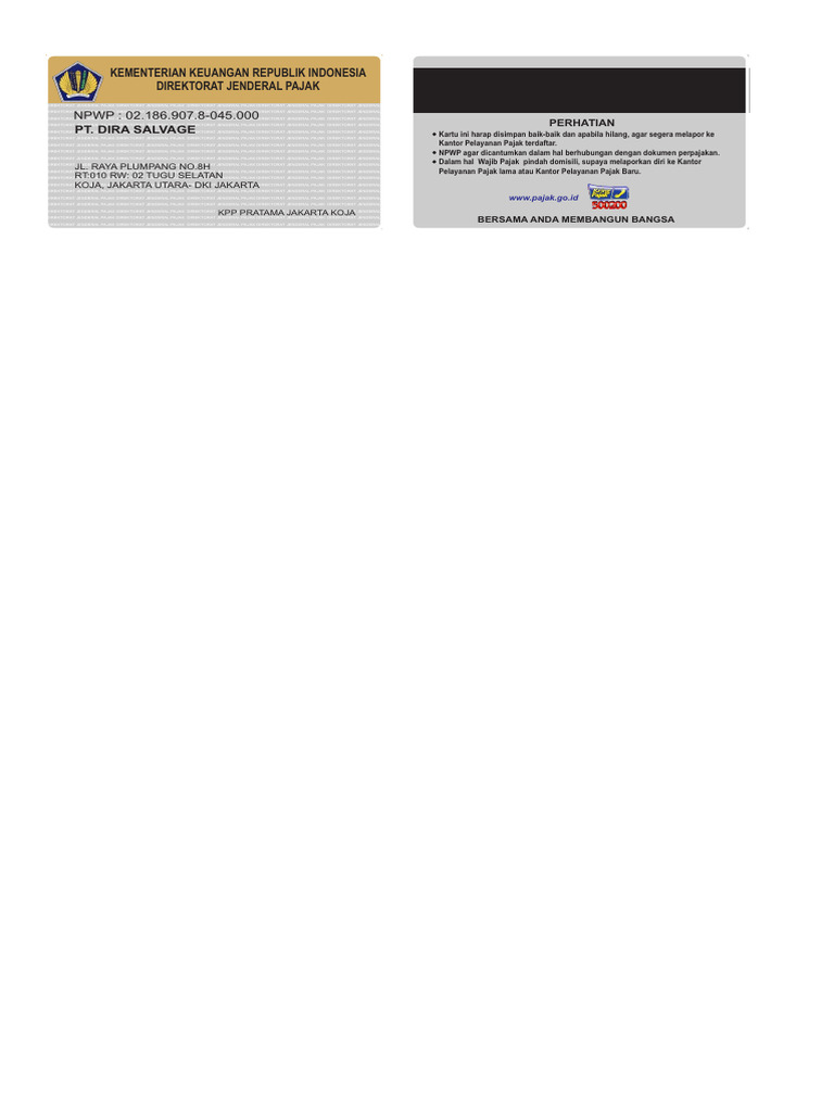 NPWP PT Dira | PDF