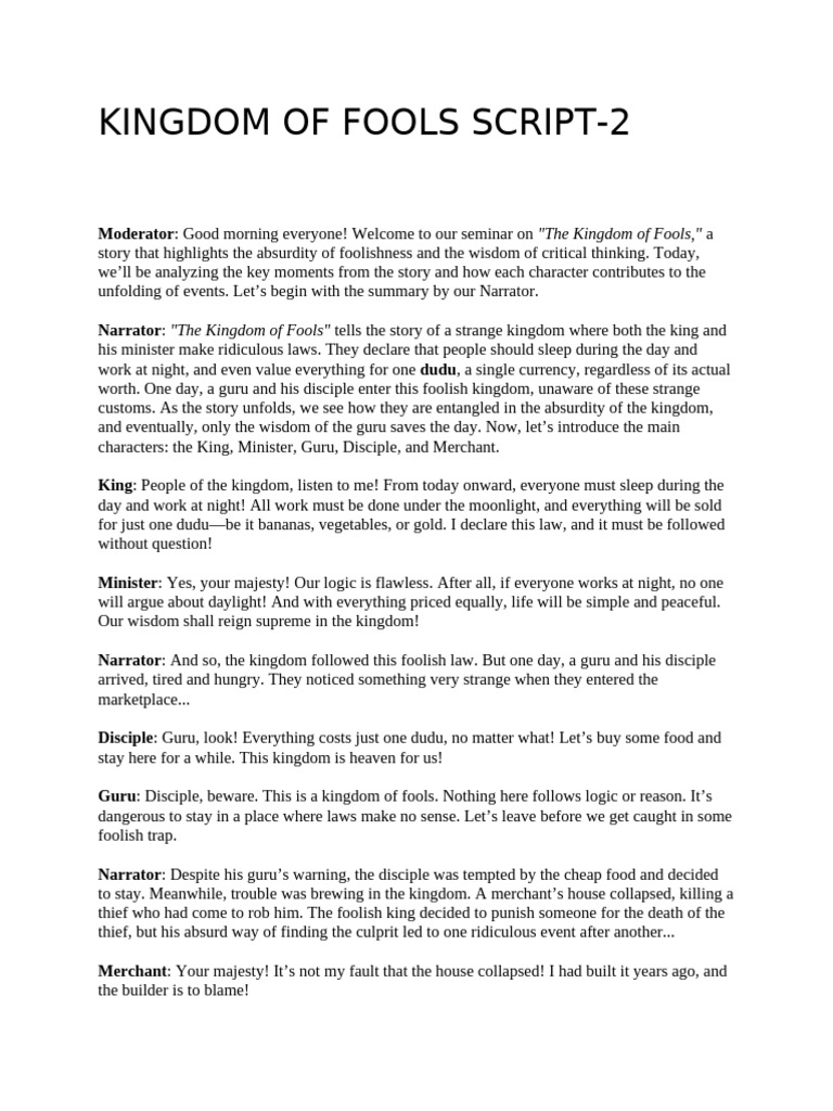Kingdom of Fools Script | PDF