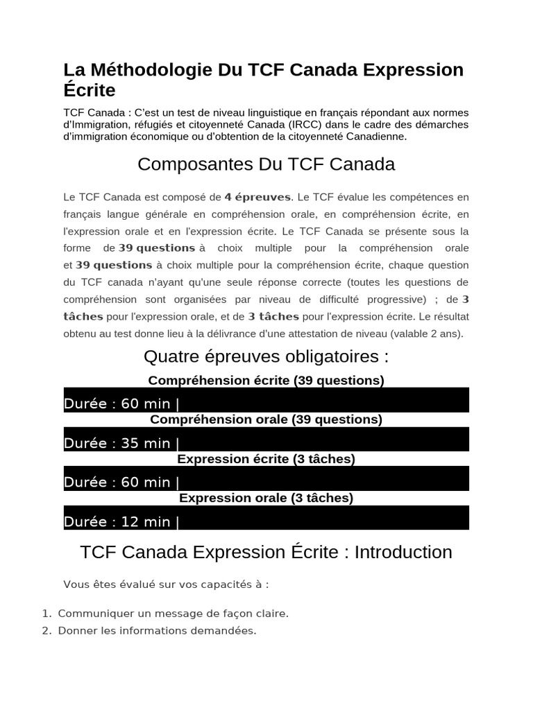 Ciep Tcf Expression Ecrite | Exemple D’Expression Écrite Tcf – BKIE