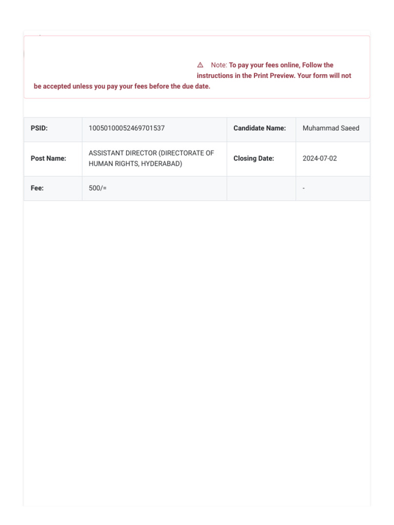 Online Payment Info - SPSC Saeed Hyd | PDF