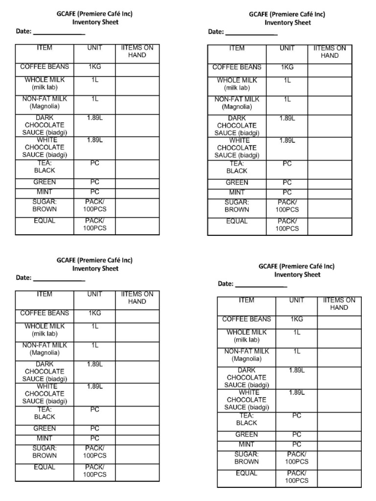 INVENTORY SHEET | PDF