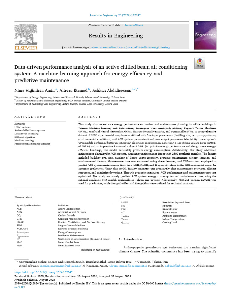 Data Driven Performance Analysis of An Active Chilled Beam Air 2024 ...