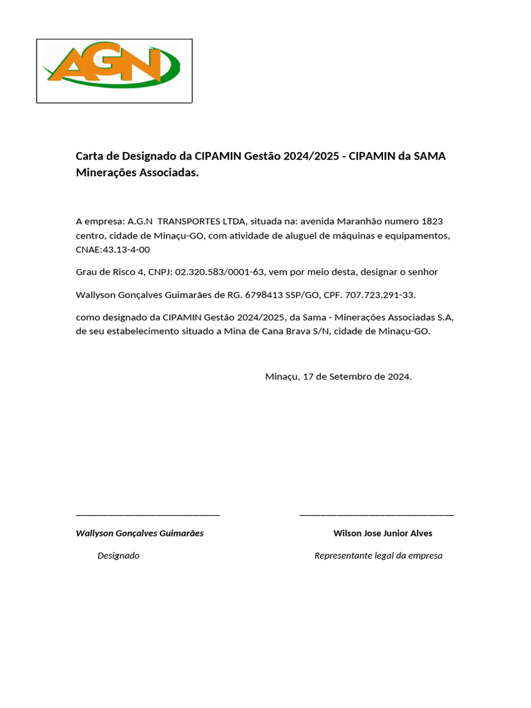 Carta para Designado | PDF