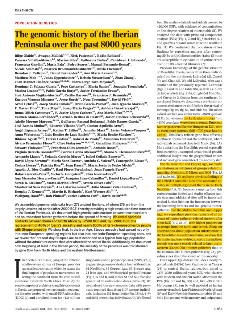 2019 - The Genomic History of The Iberian Peninsula Over The Past 8000 ...