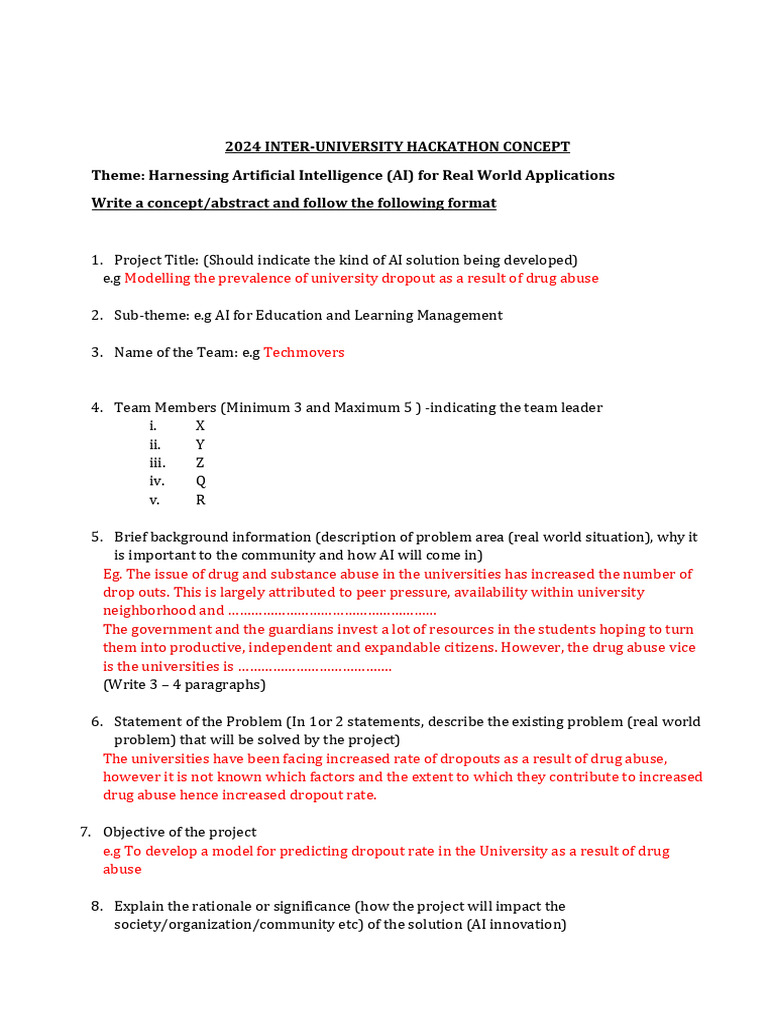 Format For Hackathon Abstract-Concept | PDF