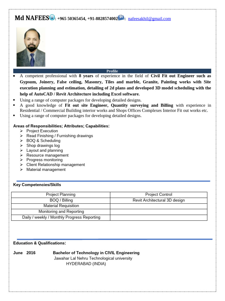 Civil Fitout Engineer | PDF