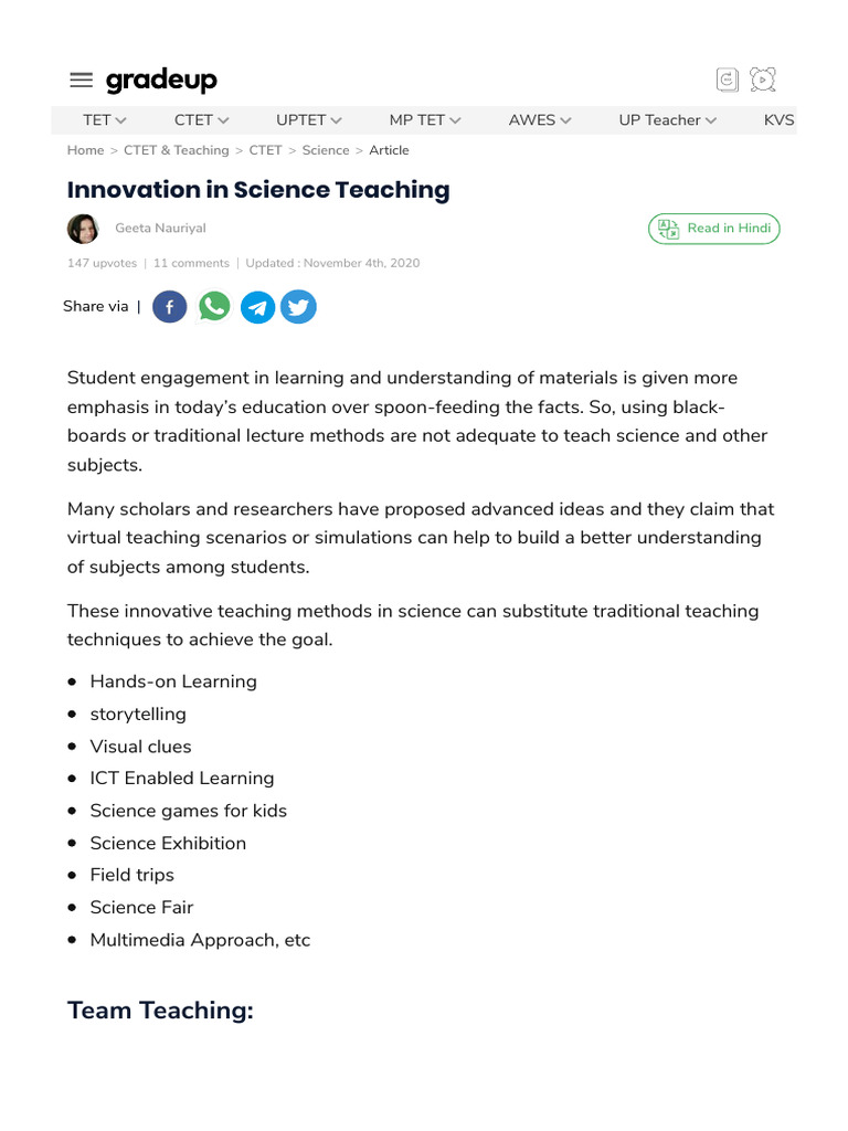 Innovative Approaches in Science Teaching | PDF | Teachers ...