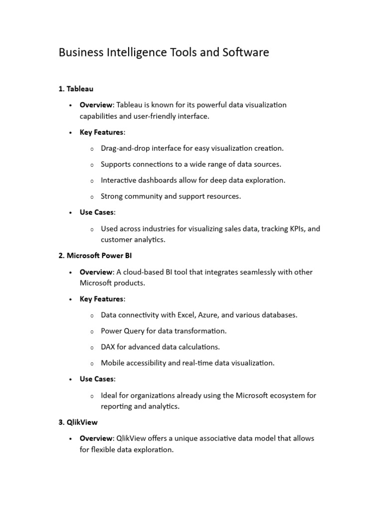 Top Business Intelligence Tools 2023 | PDF | Business Intelligence ...