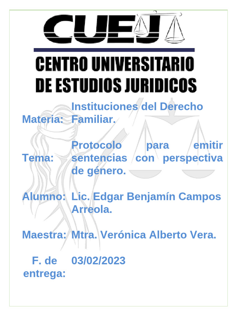 Protocolo para Emitir Sentencias Con Perspectiva de Genero Tarea | PDF
