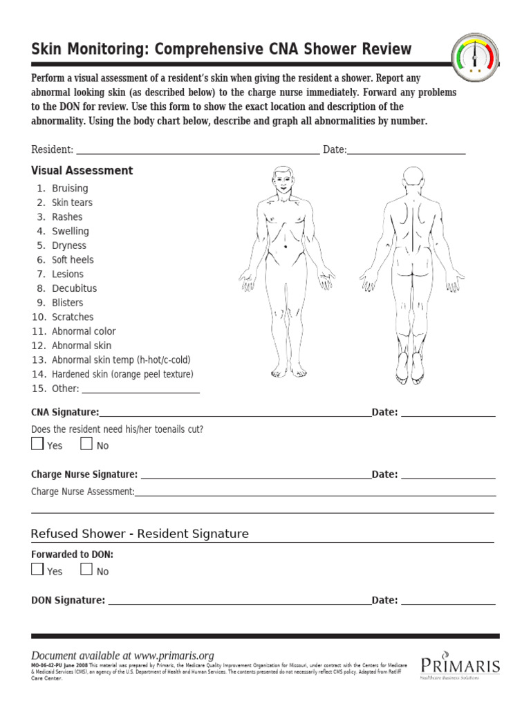 Shower Sheets For Cna 1 PDF - 1