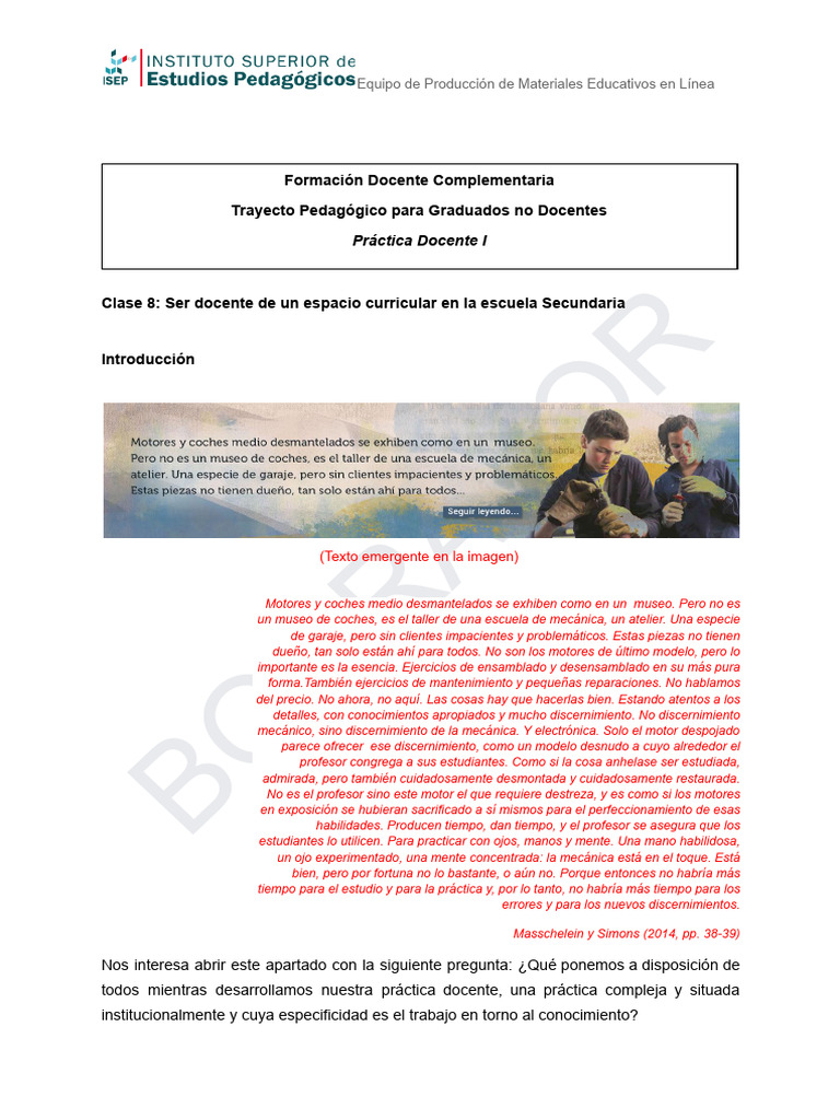 Clase 8 - Practica Docente I - Ser Docente ISEP 2024 | PDF