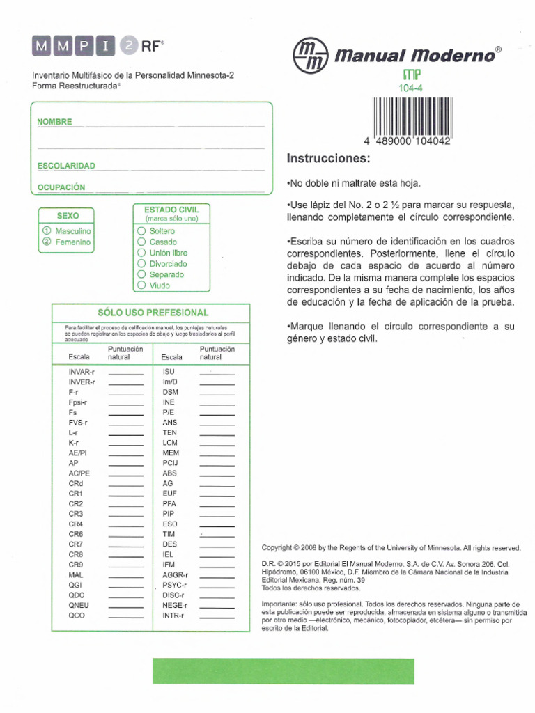 Mmpi 2 | PDF