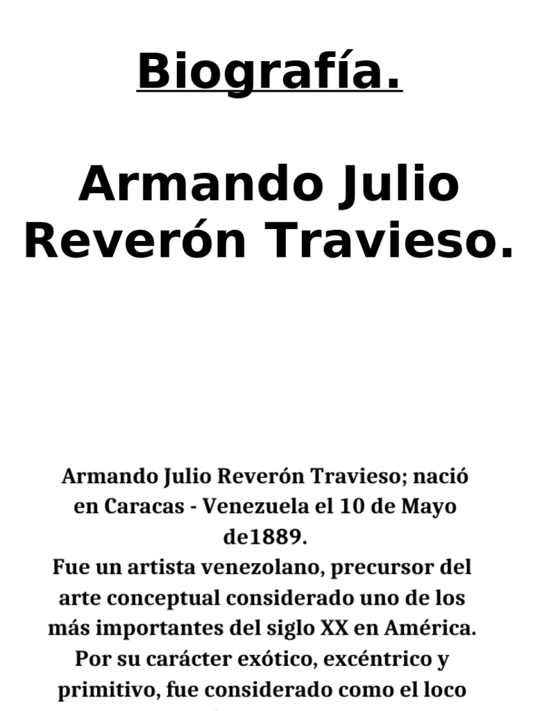 Biografia de Armando Reveron PDF | PDF