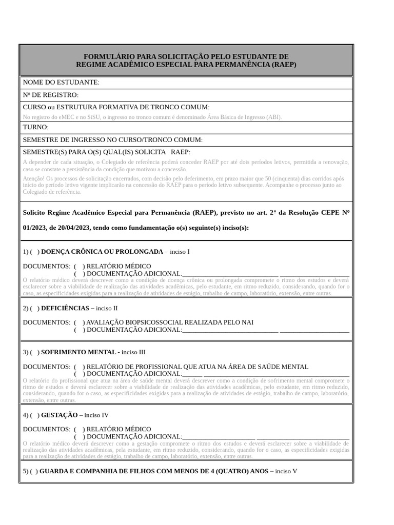 Formulario RAEP Estudante | PDF