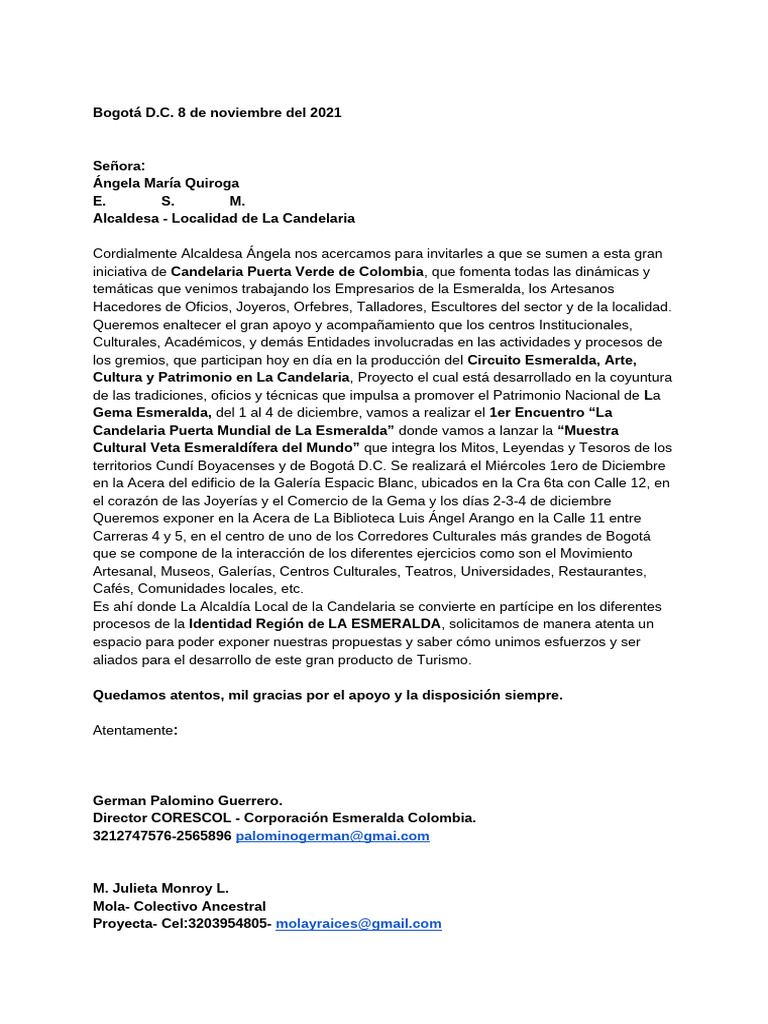 Documento Carta Alcaldia Local | PDF