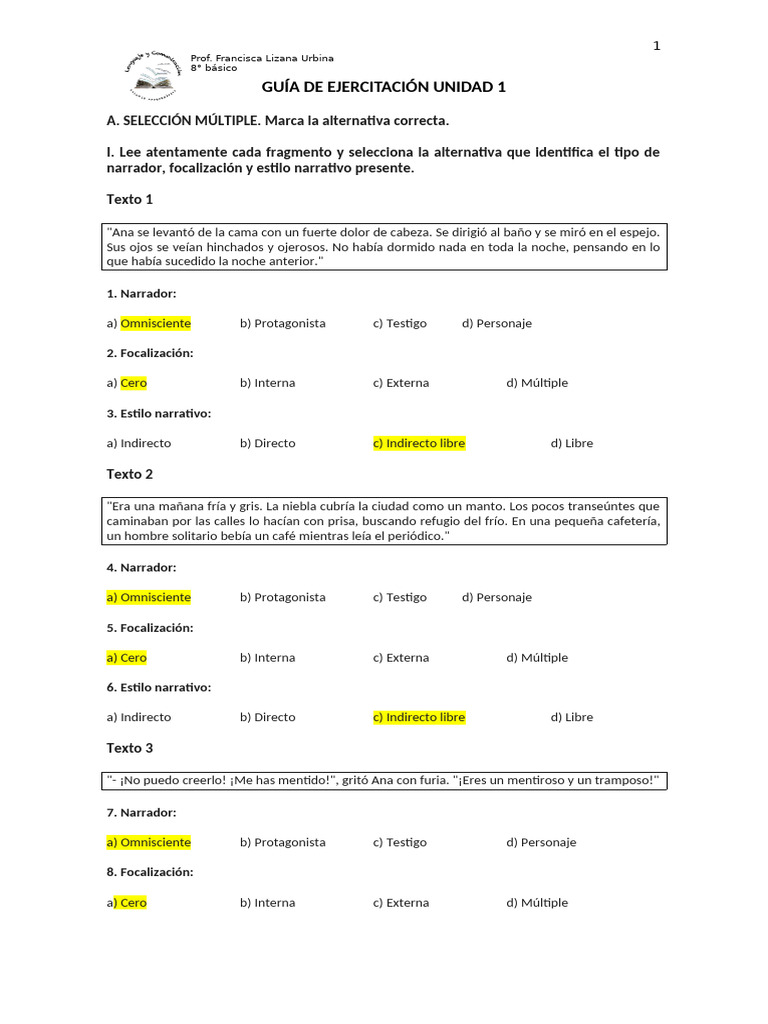 Guía Ejercitación Prueba 1 | PDF