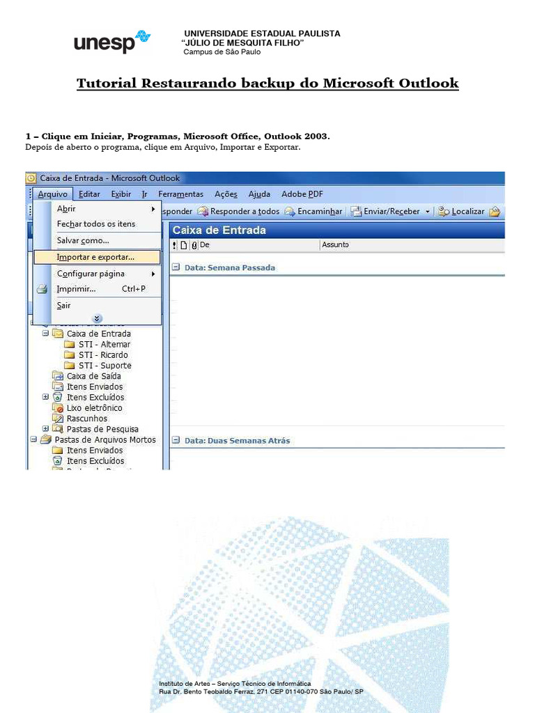 Tutorial Restaurando Backup Do Microsoft Outlookv3 | PDF