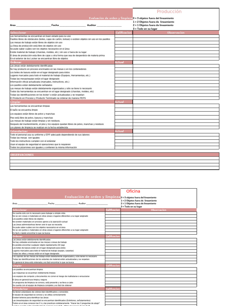 Formato Evaluación 5 S | PDF
