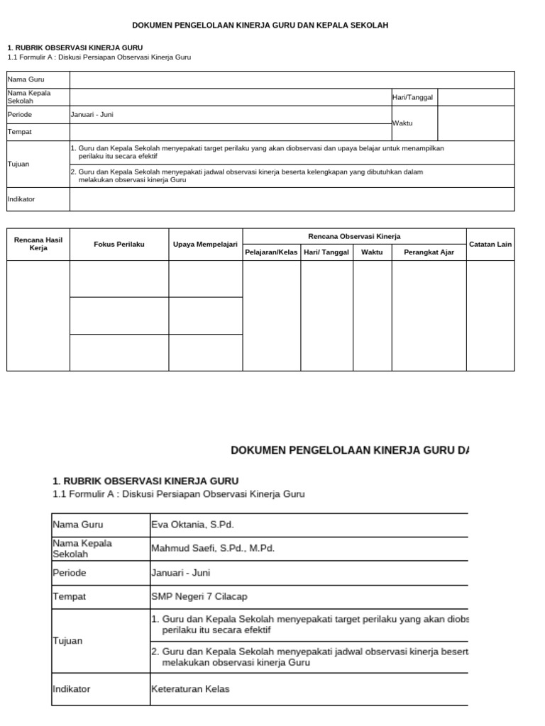 Form Observasi Guru | PDF