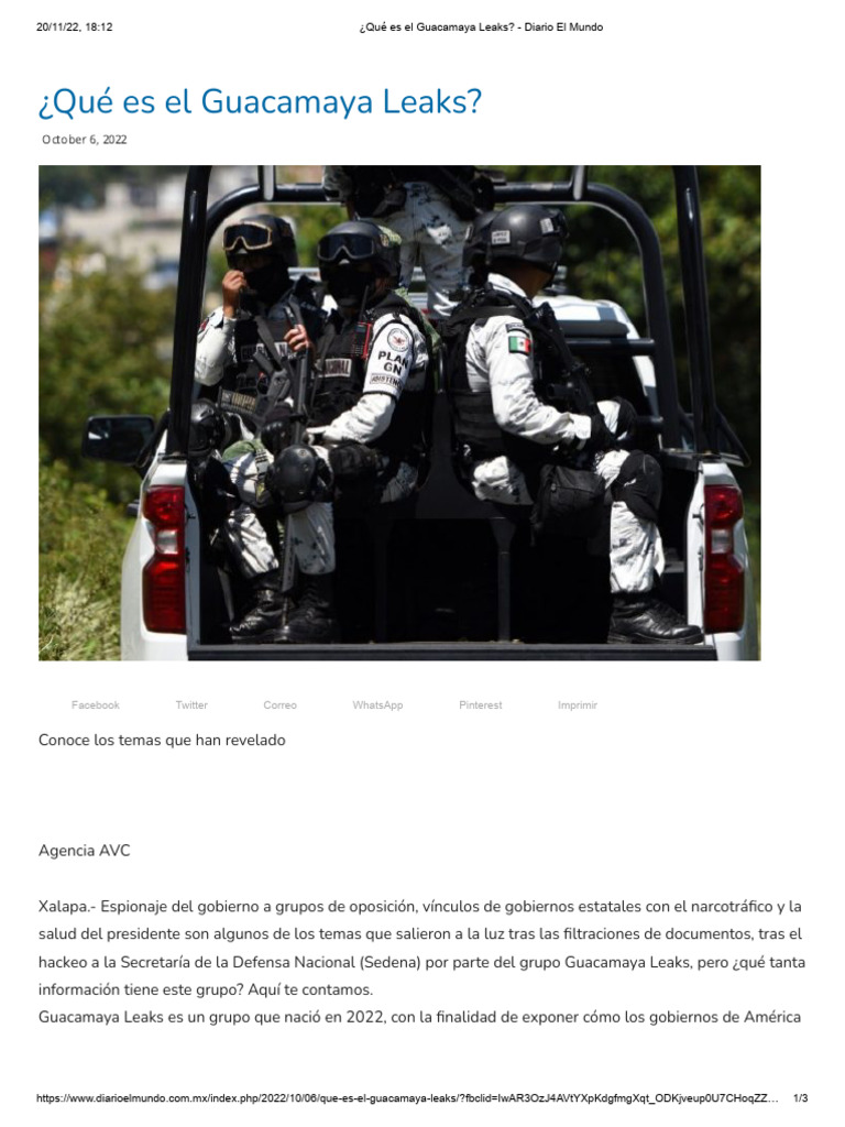 ¿Qué Es El Guacamaya Leaks - Diario El Mundo | PDF