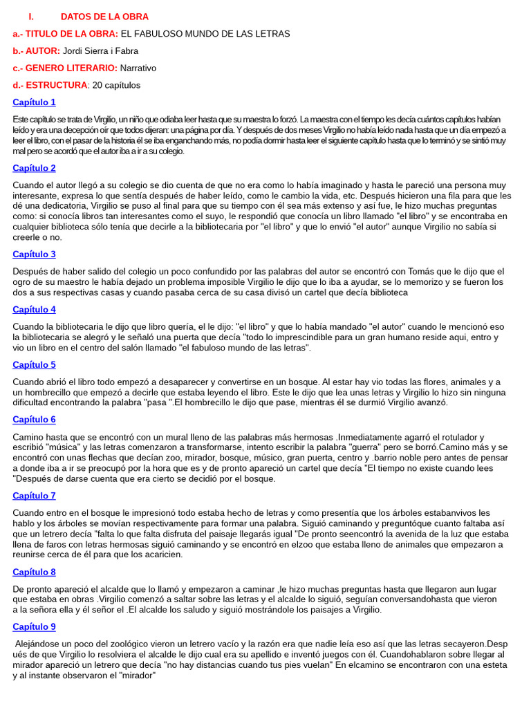 Fabuloso Mundo de Las Letras+ | PDF