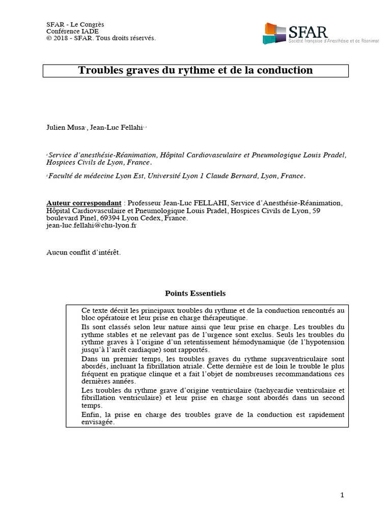 Troubles Graves Du Rythme Et de La Conduction | PDF | Cœur ...
