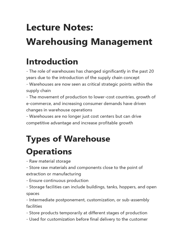Overview of Warehousing Management | PDF | Warehouse | Business Process