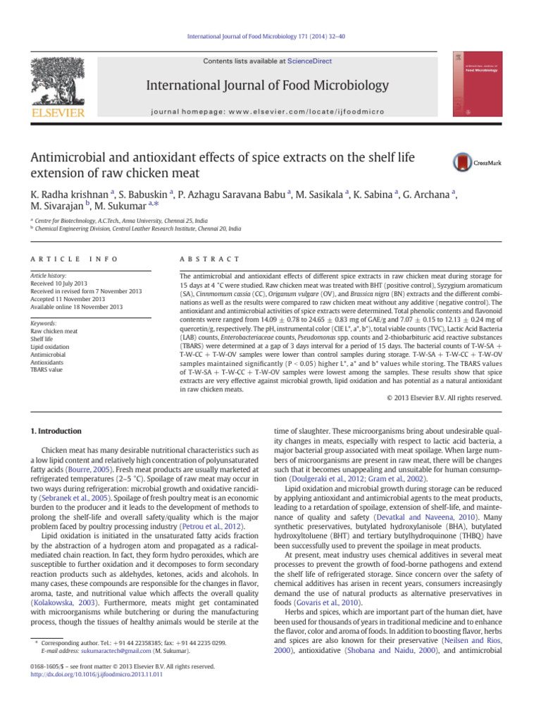 Antimicrobial and Antioxidant Effects of | PDF