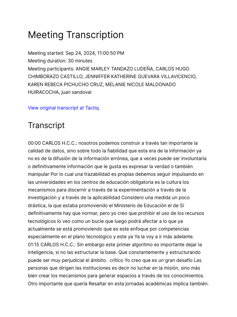Meeting Transcription | PDF