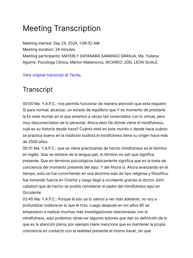 Meeting Transcription | PDF