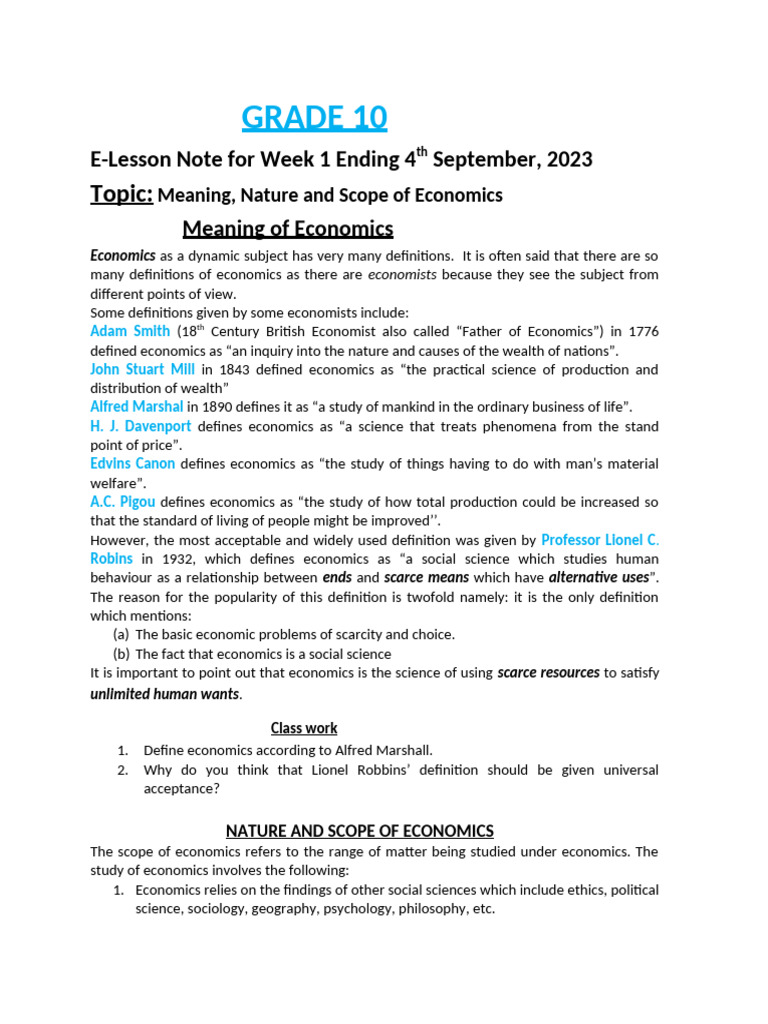 Grade 10 First Term Week 1 | PDF