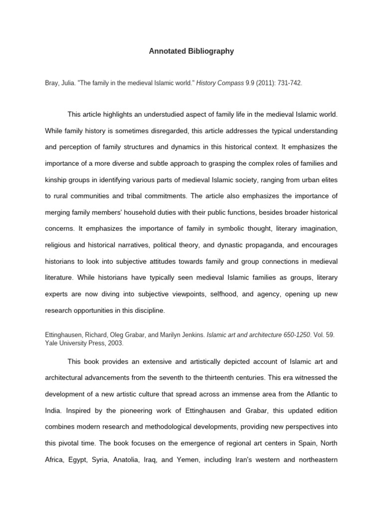 Annotated bibliography medieval islamic empire 1 pdf