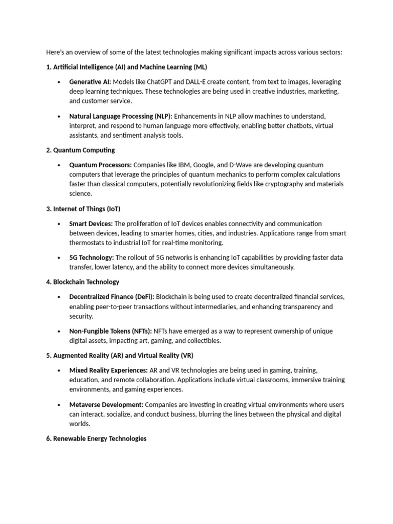 Latest Impactful Technologies Overview | PDF | Internet Of Things ...