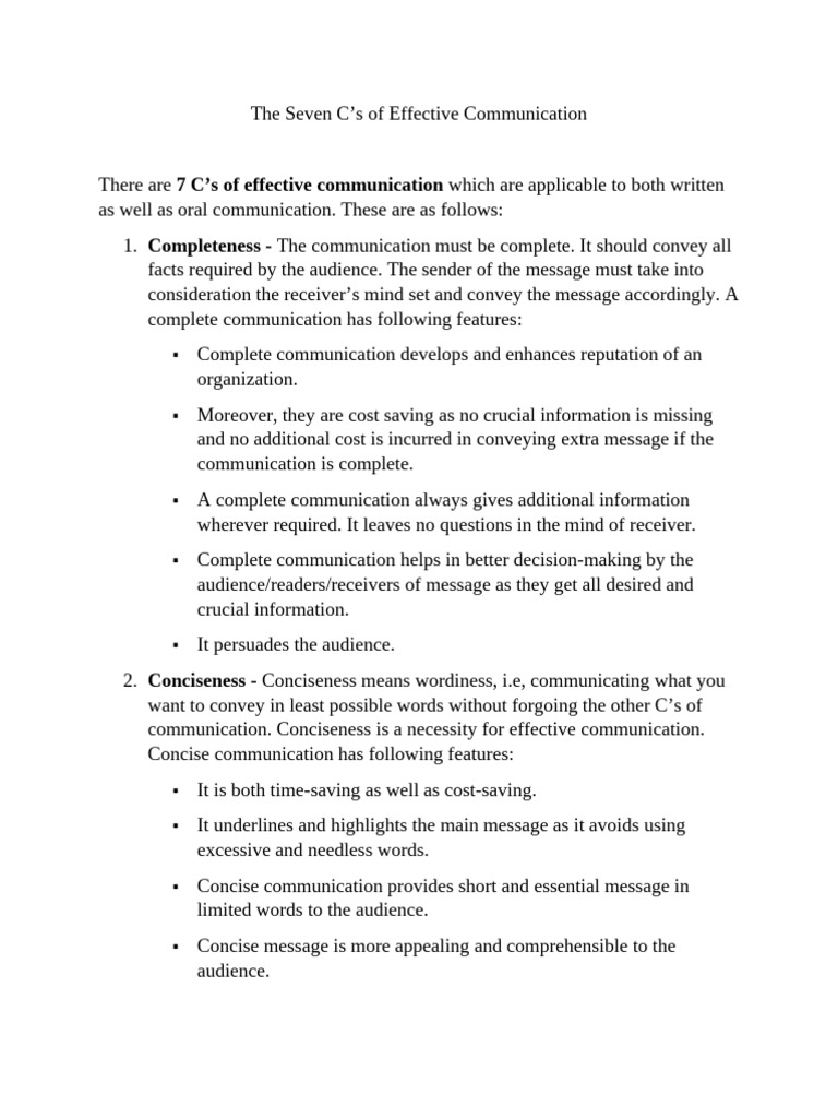 The Seven C’s of Effective Communication | PDF