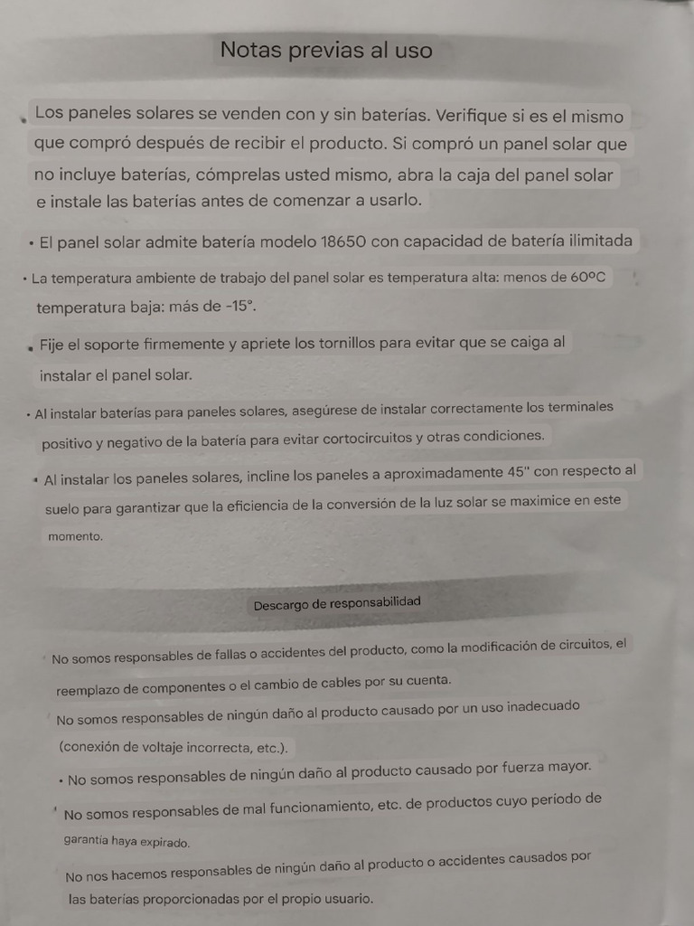 Panel Solar Manual Español | PDF