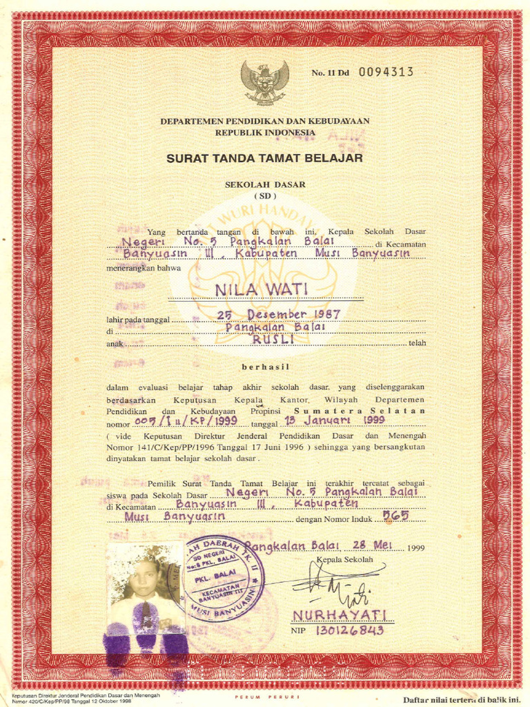 Surat Tanda Tamat SD | PDF