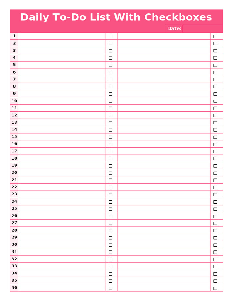 Simple To Do List With Checkboxes Template | PDF