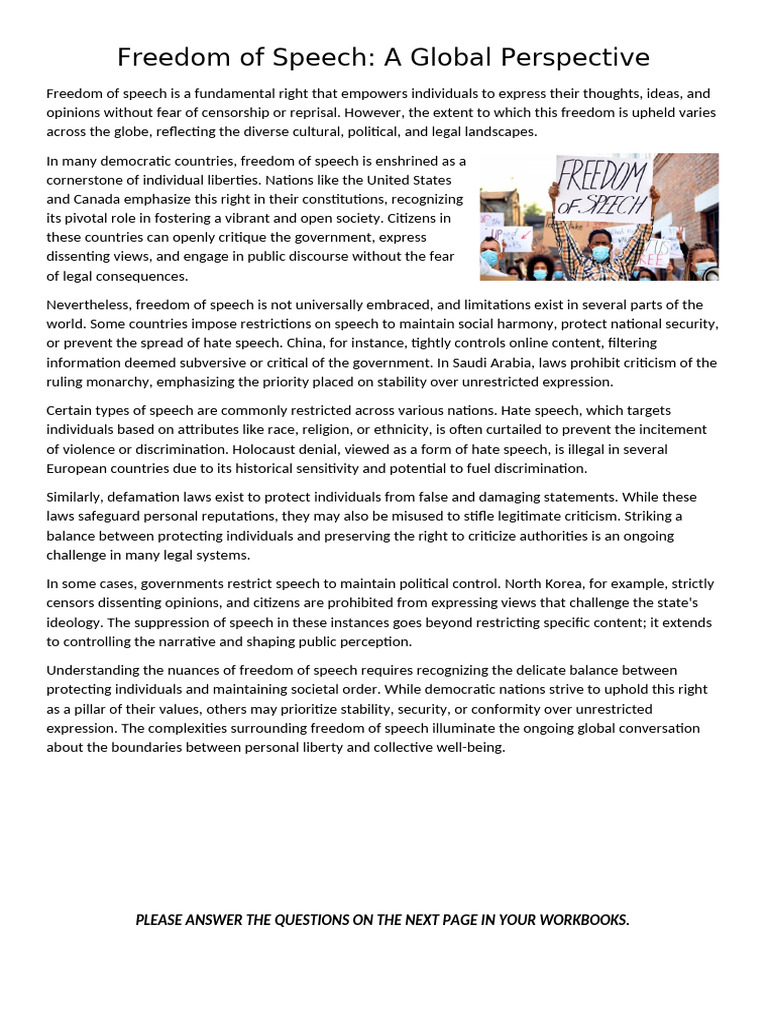 Freedom of Speech | PDF