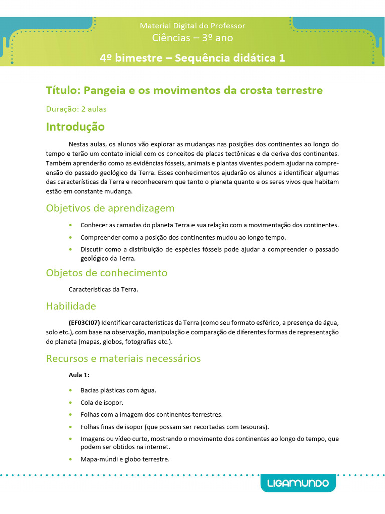 27 LM CIE 3ANO 4BIM Sequência Didática 1 TRTA | PDF