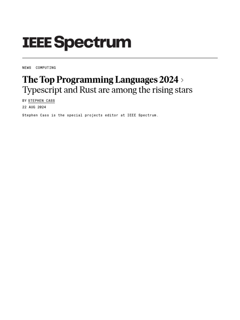 Top Programming Languages 2024 IEEE Spectrum1 PDF