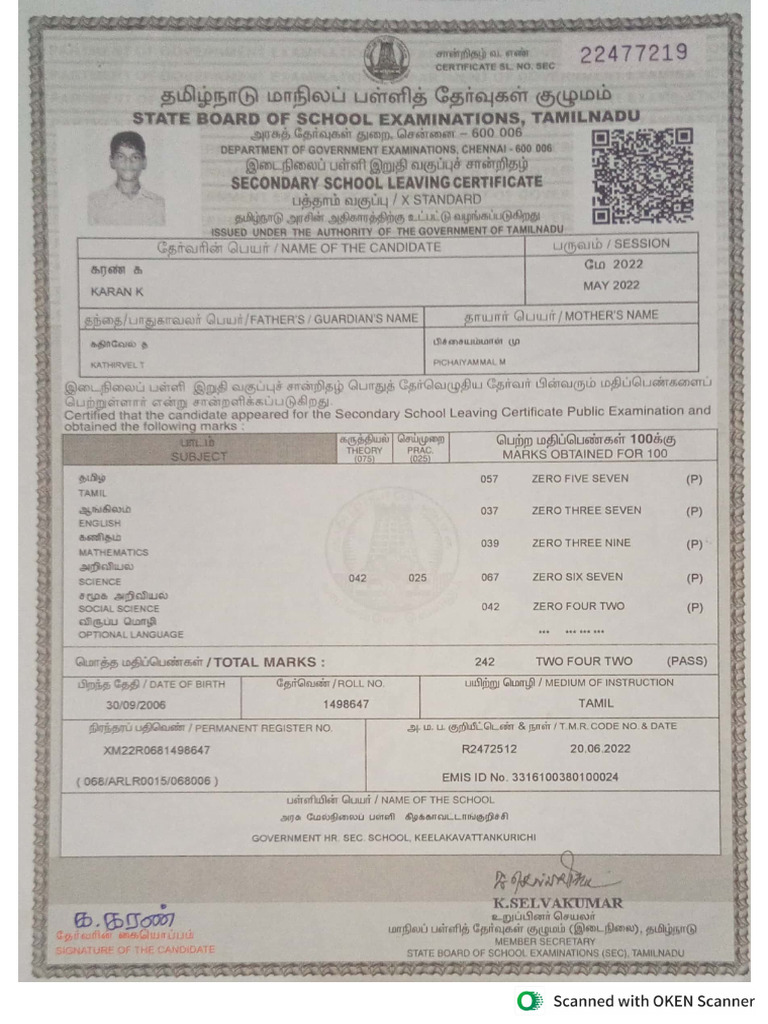 Karan 12th Mark Sheet | PDF